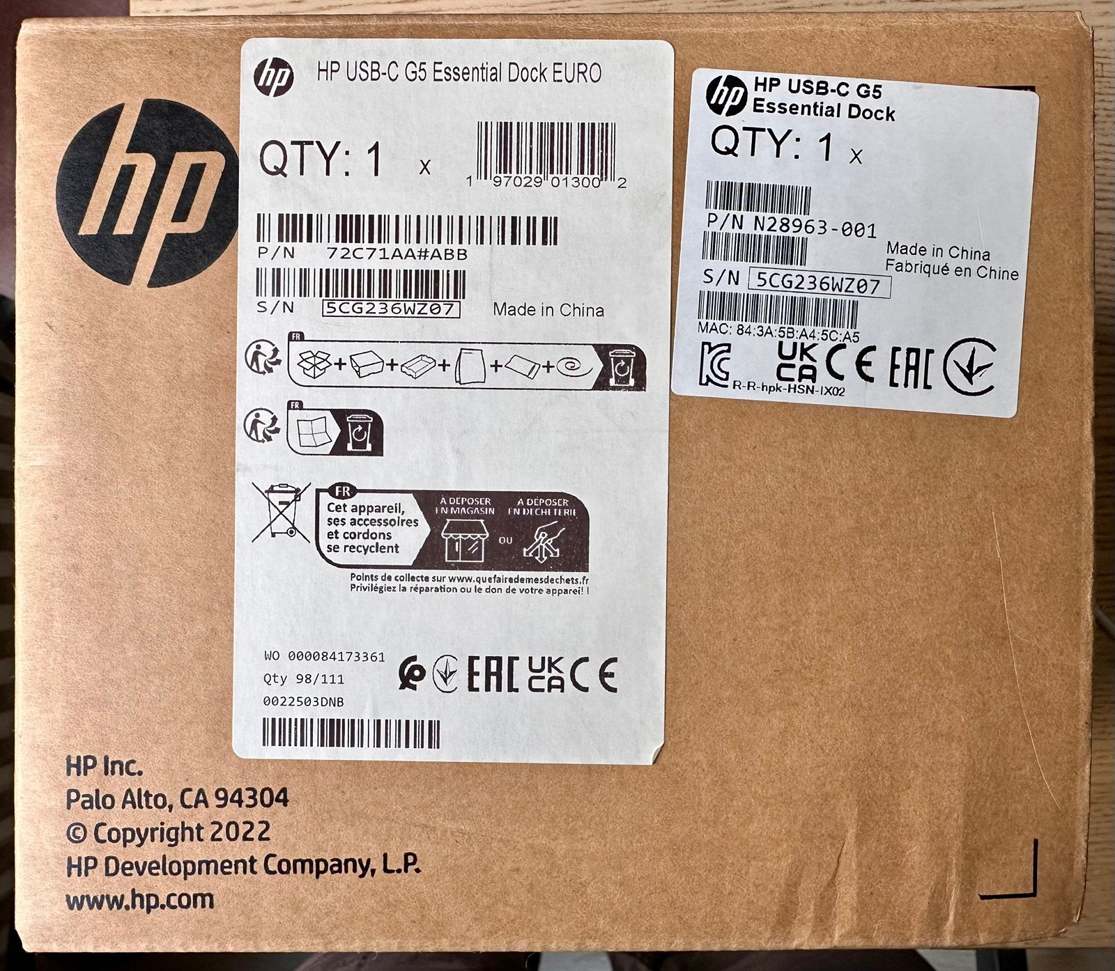 HP USB-C G5 Essential Dock, Ophalen of Verzenden, Nieuw, USB