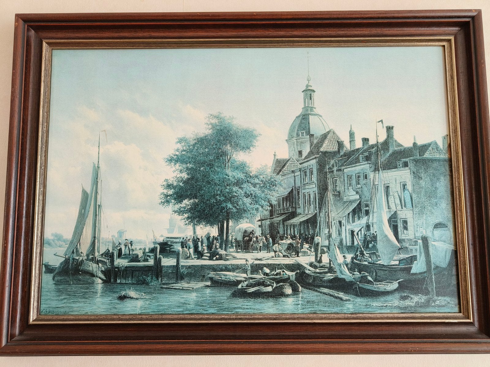 Mooie plaat in glas en lijst, Antiek en Kunst, Ophalen