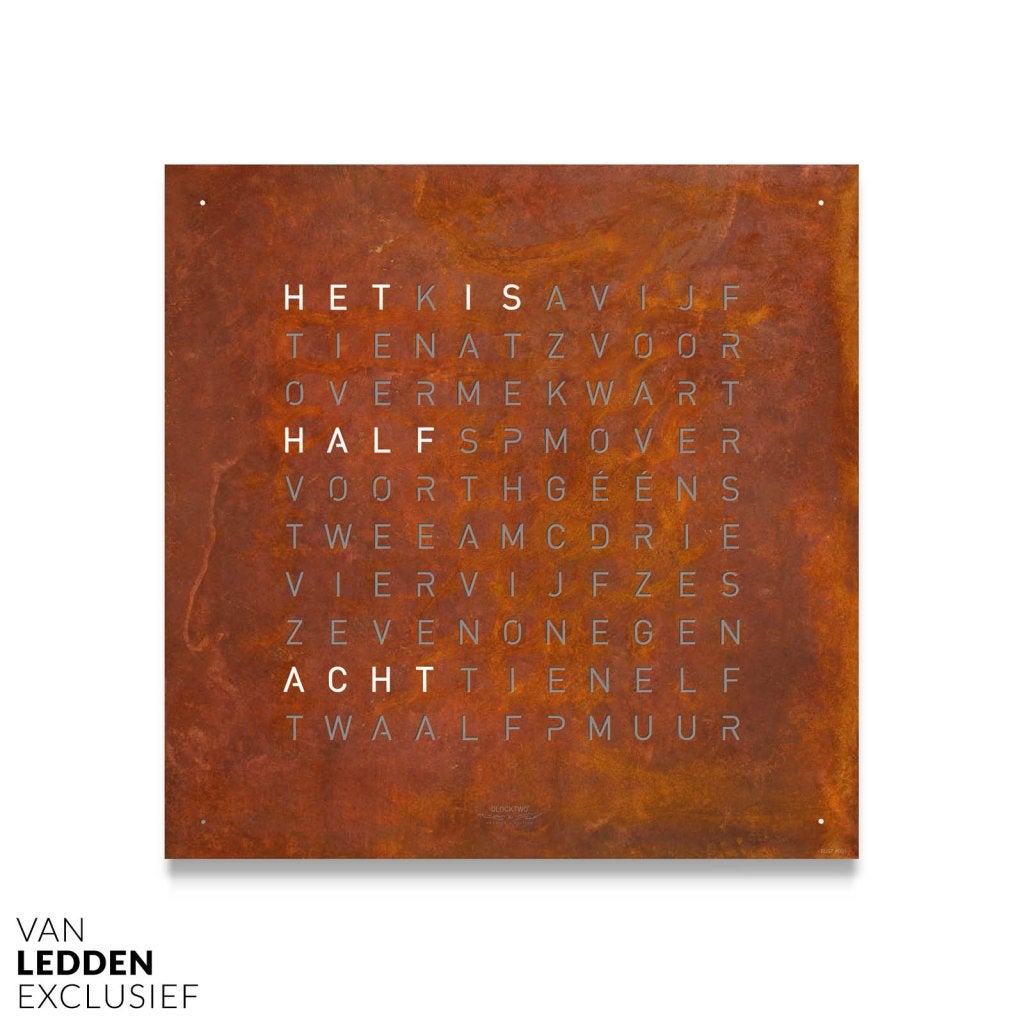 Qlocktwo Earth 45 Creator’s Edition Rust Woordklok Roest 45, Wandklok, Nieuw, Ophalen of Verzenden, Qlocktwo