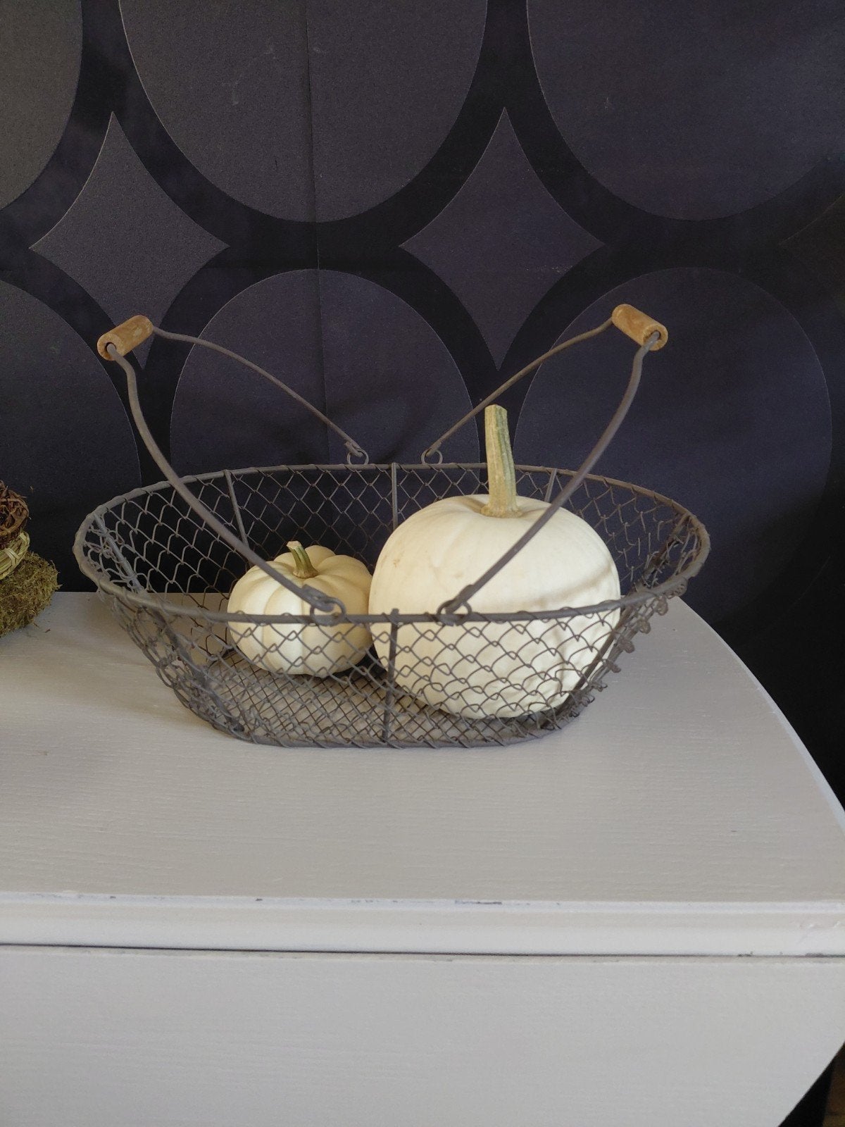 Brocante franse plukmand draadmand mand, Ophalen of Verzenden