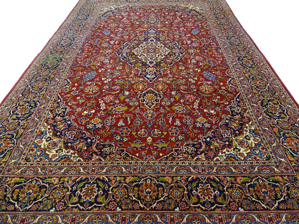 Perzisch tapijt - Keshan - 385 x 250 cm - Handgeknoopt, Gebruikt, -, Geel, -