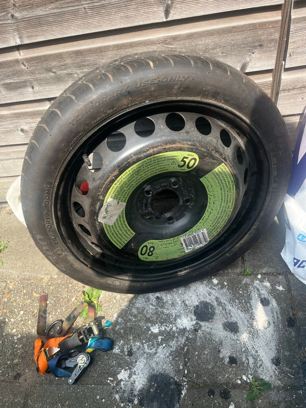 Audi thuiskomer 19 inch - reservewiel, Gebruikt, 155 mm, Banden en Velgen, All Season