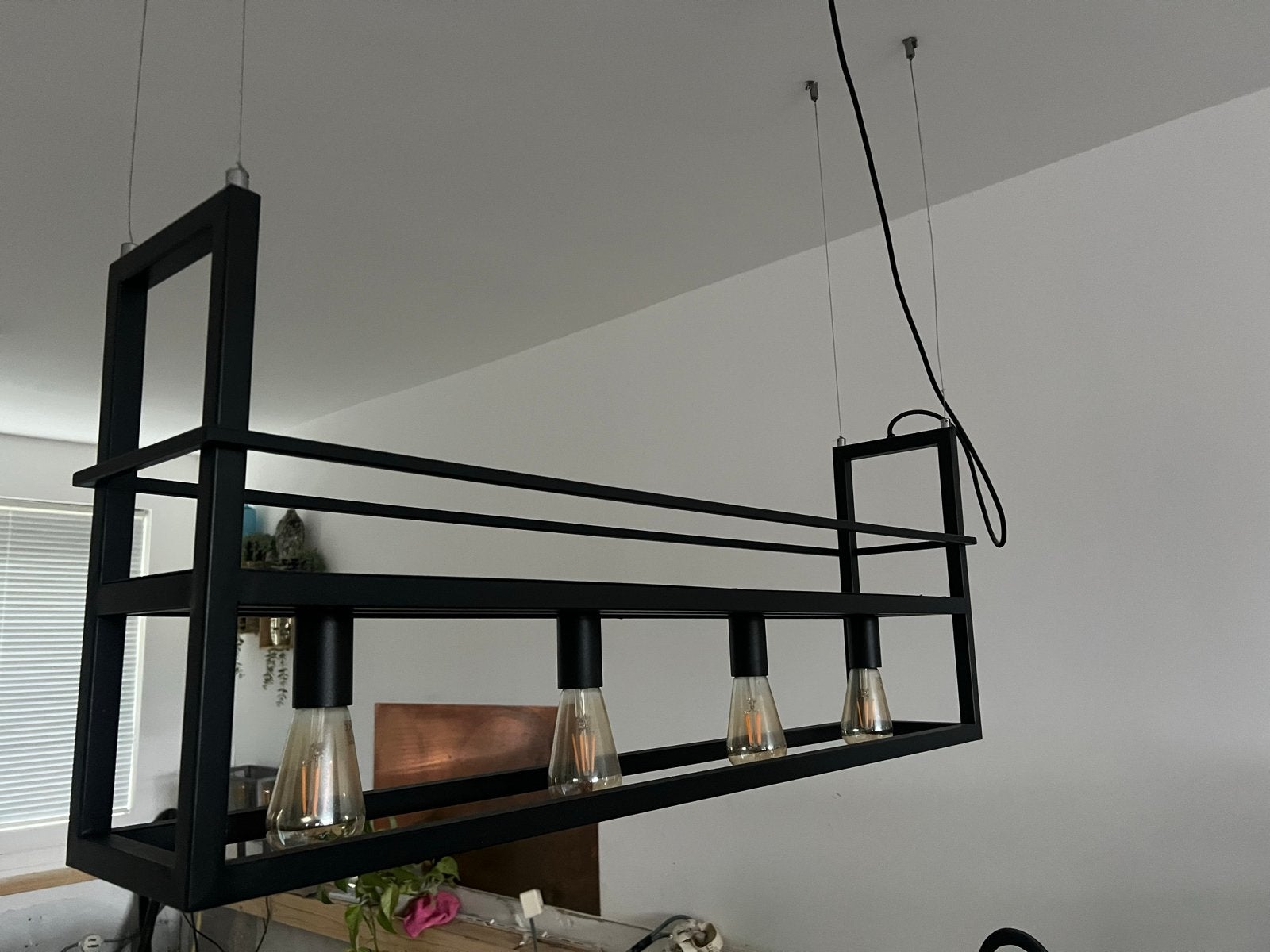 Hanglamp voor kookeiland/tafel - Zwart metaal, Ophalen of Verzenden, Zo goed als nieuw, Metaal