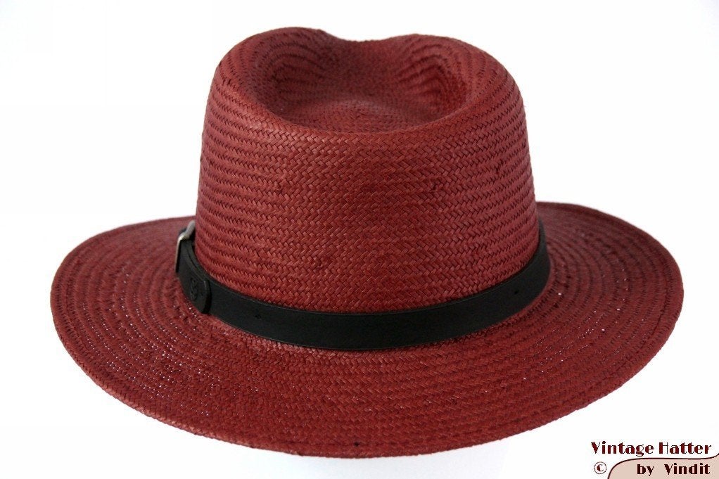 Gleufhoed Brixton Leighton burgundy roodbruin stro 56 Nieuw, Kleding | Dames, 56 of 57 cm (M, 7 of 7⅛ inch), Hoed, Brixton - Leighton