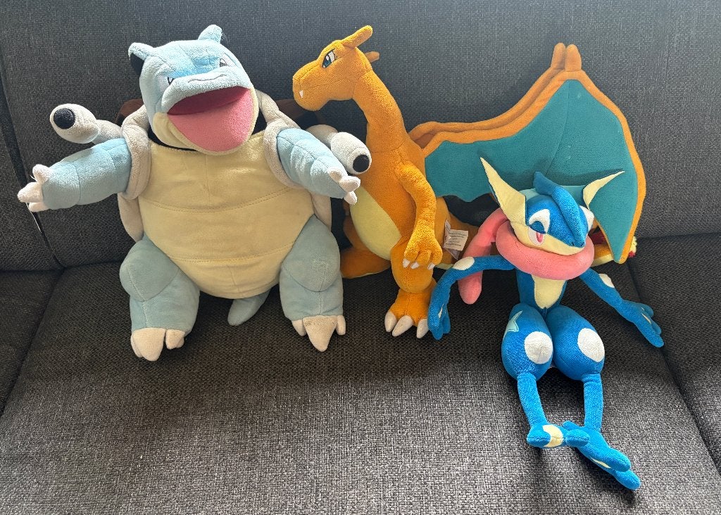 pokemon knuffels charizard, blastoise en greninja, Ophalen of Verzenden, Gebruikt, Overige typen