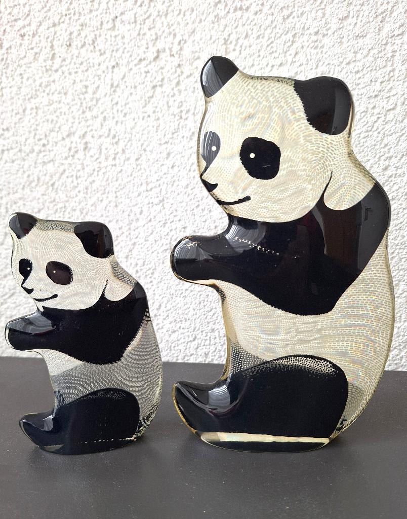 Palatnik 2 panda's - moeder met jong - gesigneerd, Antiek en Kunst, Ophalen of Verzenden