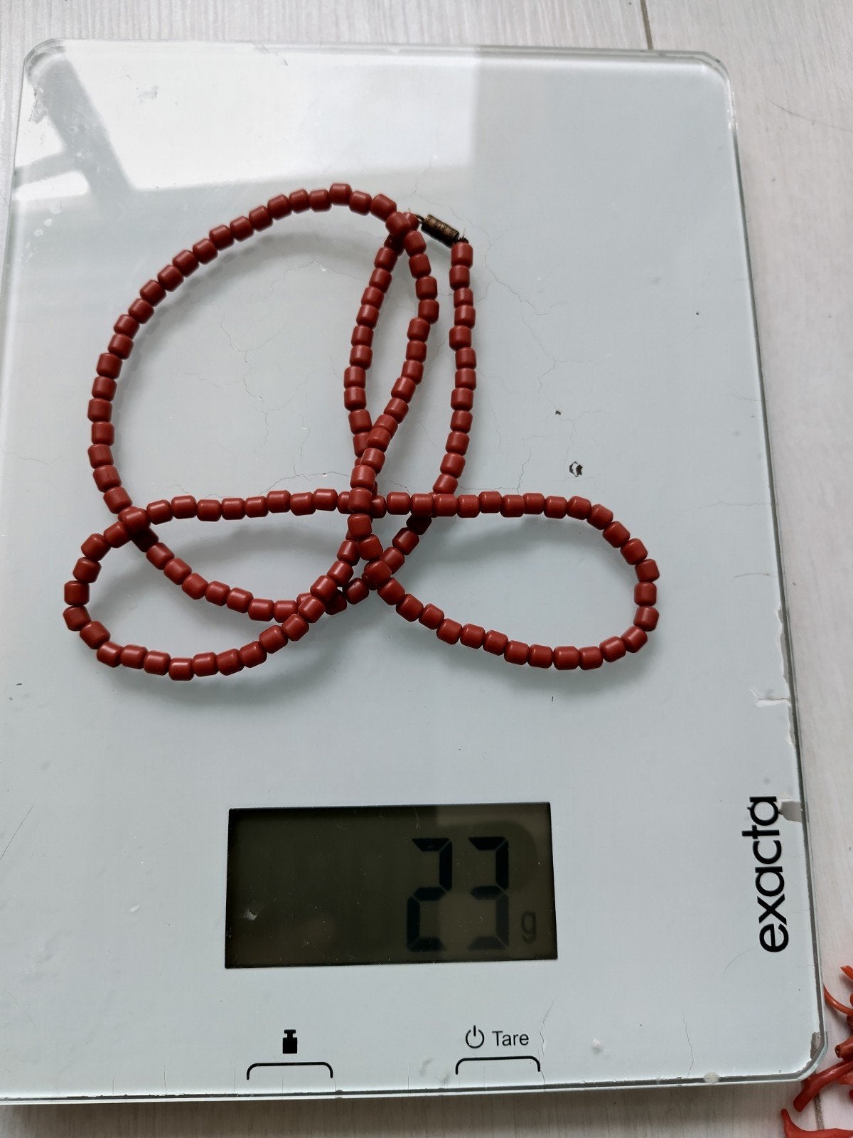 Antieke / Vintage bloedkoraal ketting - 22 a 23  gram, Ophalen of Verzenden, Zo goed als nieuw, Rood, Steen of Mineraal