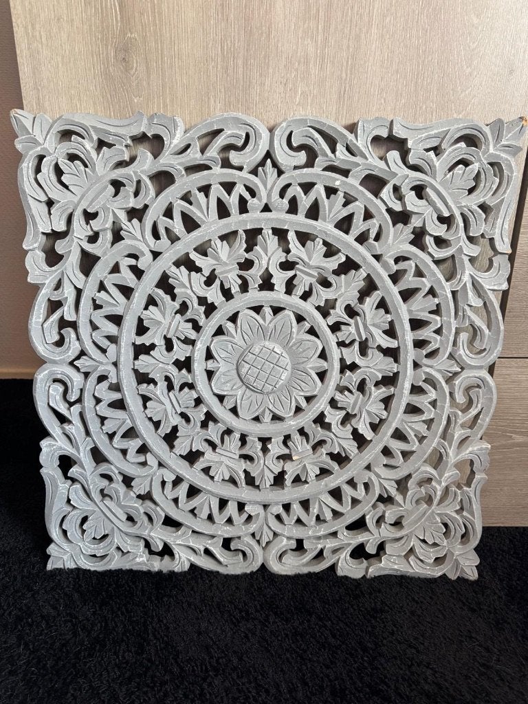 Grijs geschuurde look houten wand/raam paneel, Ophalen, Gebruikt, Hout, 60 cm