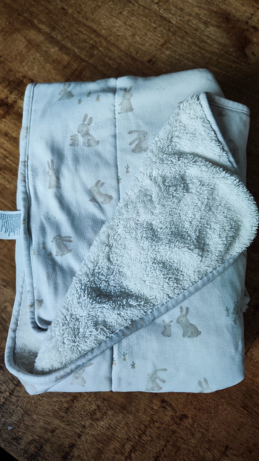 Baby wiegdeken met konijntjes - 70x100cm, Ophalen of Verzenden, Gebruikt, Beige, Little Dutch