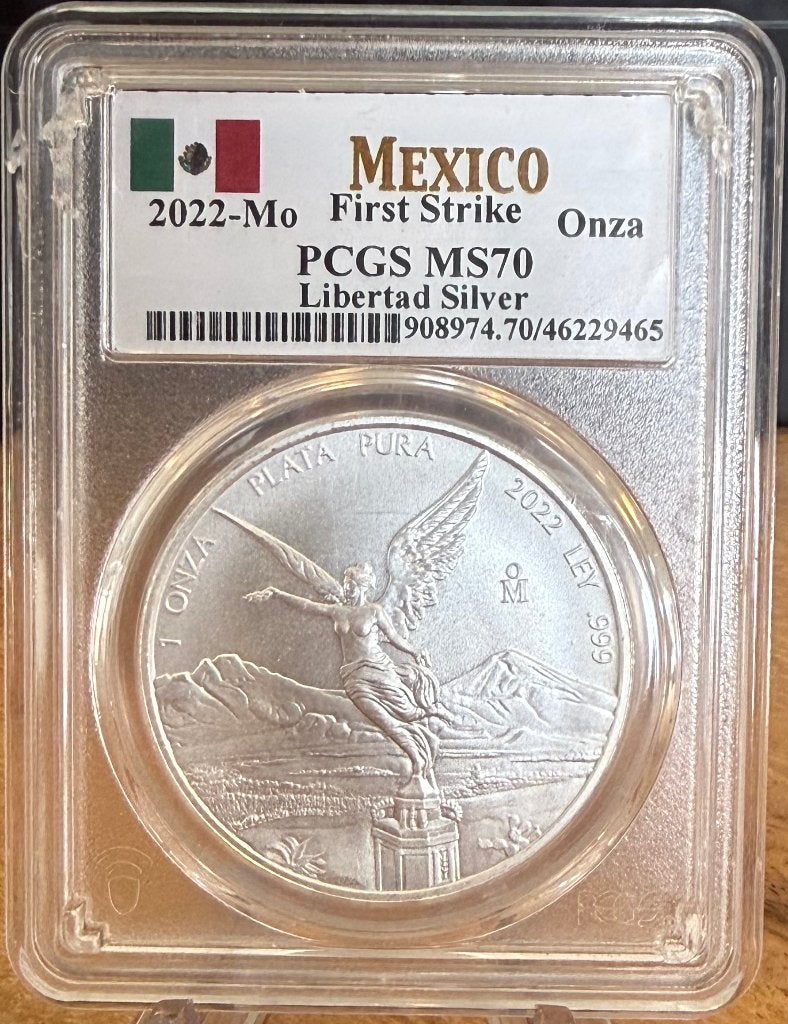 2022 Mexico Onza Libertad 1 oz silver PCGS MS70 First Strike, Postzegels en Munten, Ophalen, Zilver