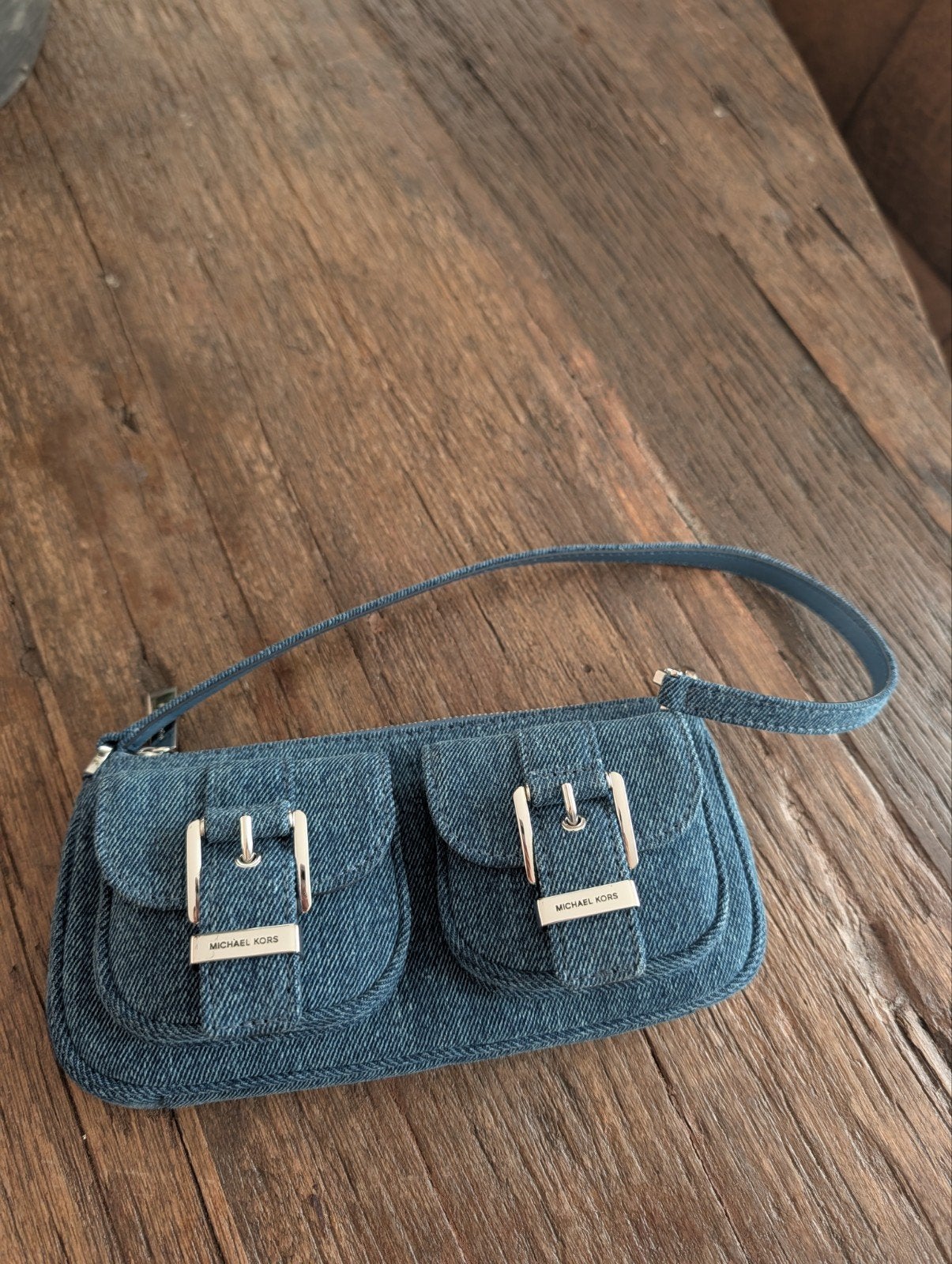 Michael Kors denim schoudertasje, Ophalen of Verzenden, Nieuw, Blauw, Schoudertasje