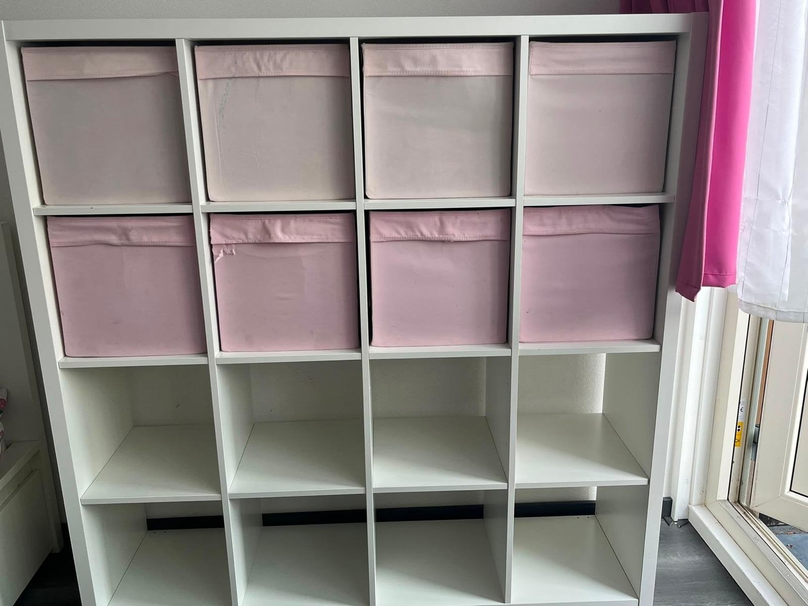 Ikea kallax 4x4 vakkenkast met 8 manden, Huis en Inrichting, Kasten | Boekenkasten, Ophalen, Gebruikt, 50 tot 100 cm, Minder dan 100 cm