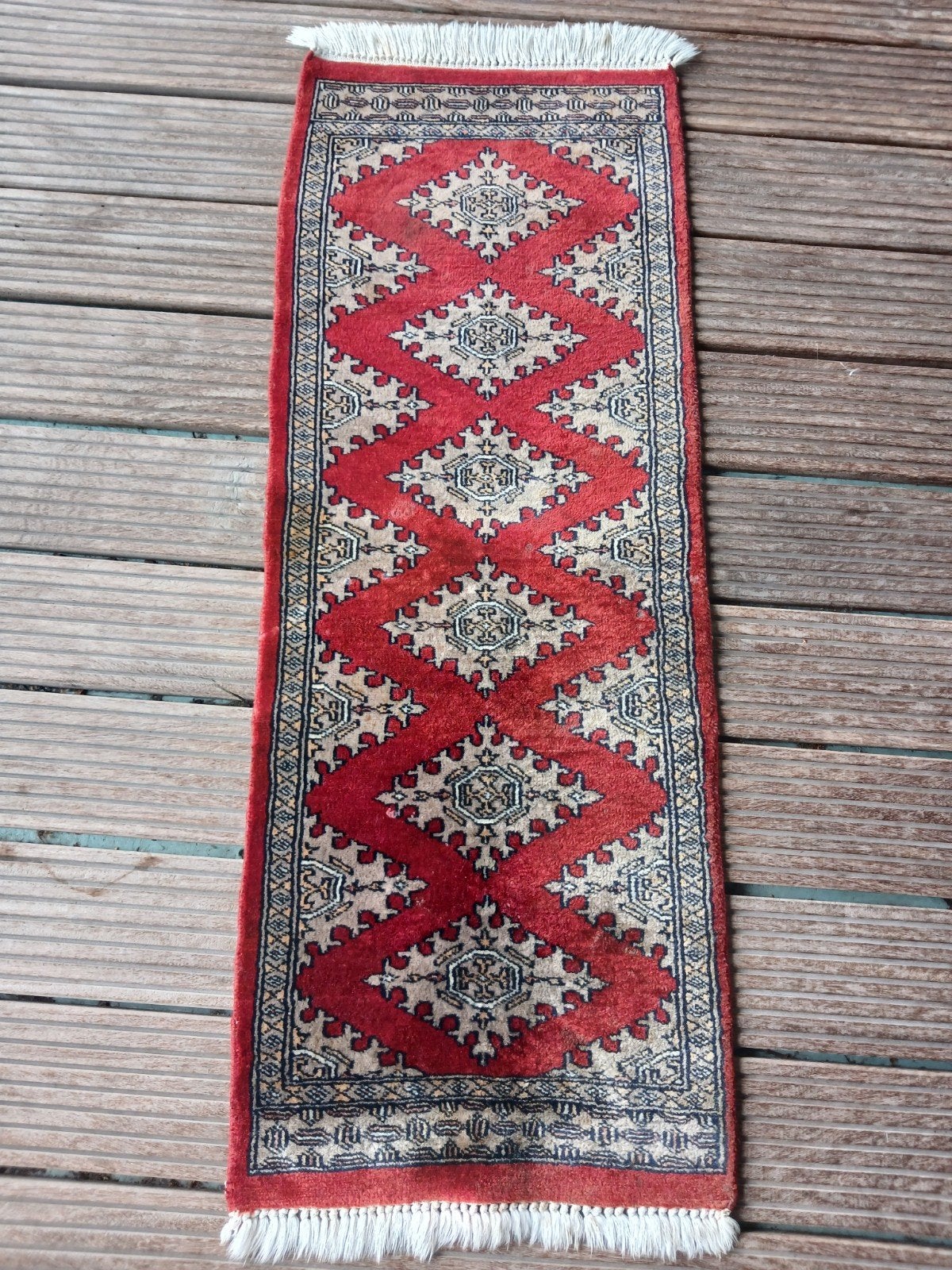 Origineel Handgemaakt Bouchara Vloerkleed - 119x46 cm, Huis en Inrichting, Minder dan 50 cm, Gebruikt, 100 tot 150 cm, Blauw