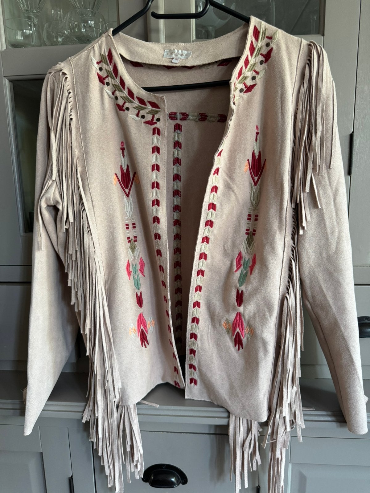 Ambika jasje met franjes mt M - Ibiza style, Ophalen of Verzenden, Zo goed als nieuw, Maat 38/40 (M), Roze