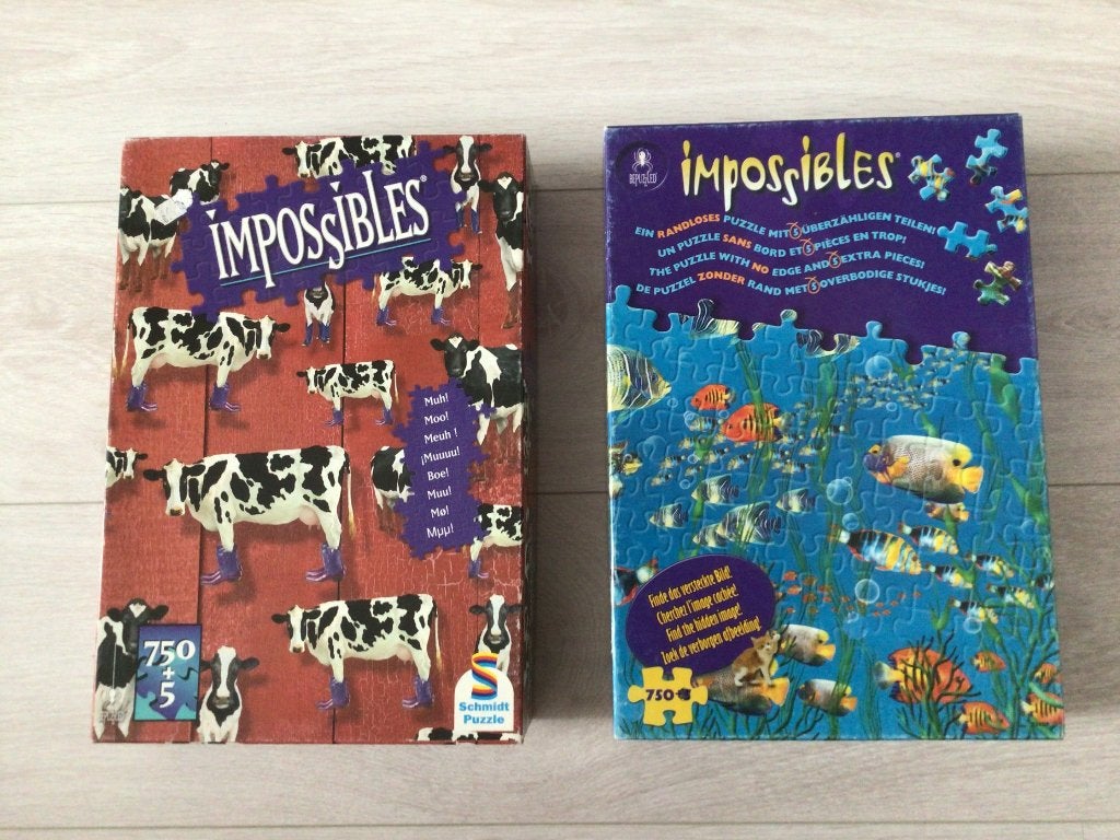 2 Impossible puzzels, Ophalen, 500 t/m 1500 stukjes, Gebruikt, Legpuzzel