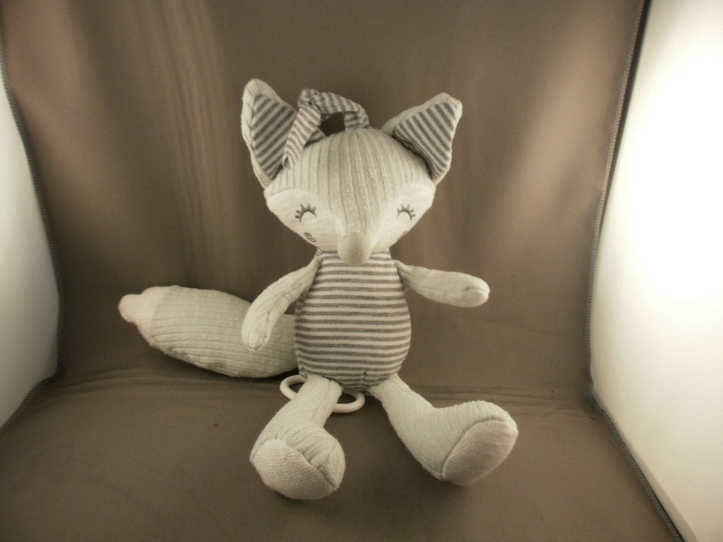 Tiamo vos muziek speeldoos  grijs/wit gestreept mint groen, Kinderen en Baby's, Met geluid, Nieuw, Ophalen of Verzenden, Middelgroot (20 tot 80 cm)