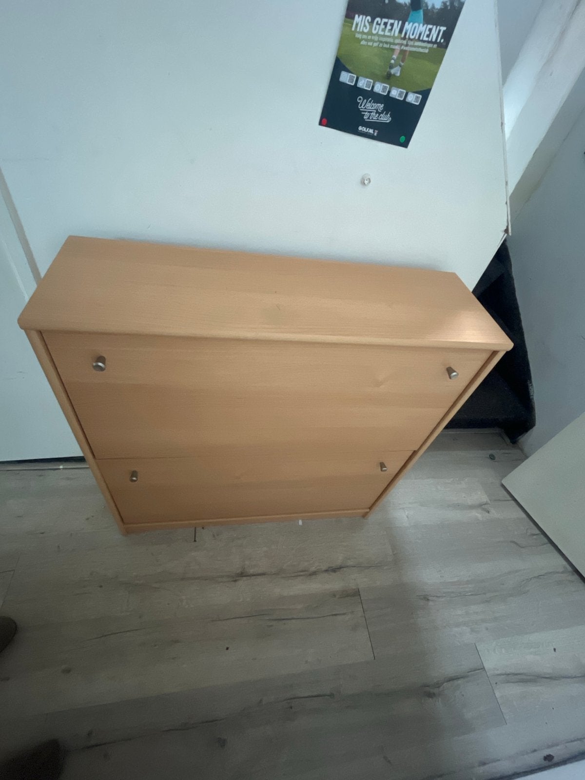 Houten schoenenkast met 2 vakken, Ophalen of Verzenden, Gebruikt