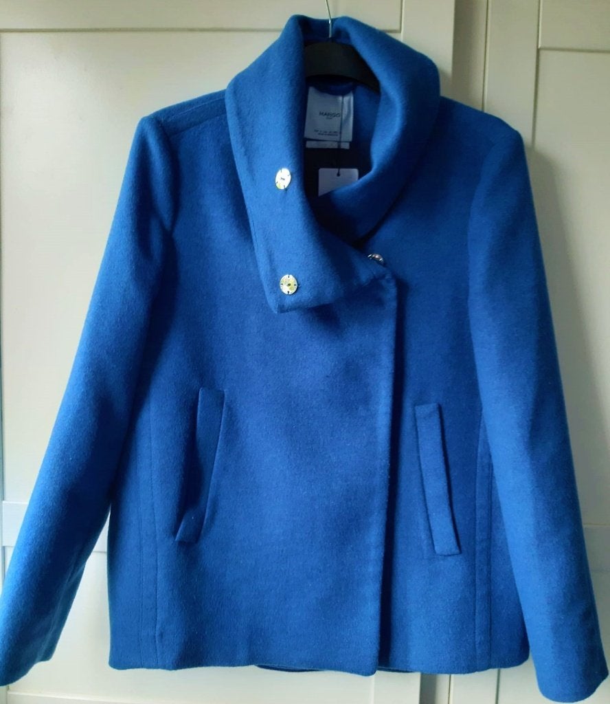 Kobalt blauwe winter-en tussenjas Mango maat S, Kleding | Dames, MANGO, Blauw, Nieuw, Ophalen of Verzenden