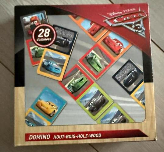 Disney Cars Domino Hout-Bois-Holz-Wood - 28 dominostenen, Een of twee spelers, Ophalen of Verzenden, Gebruikt