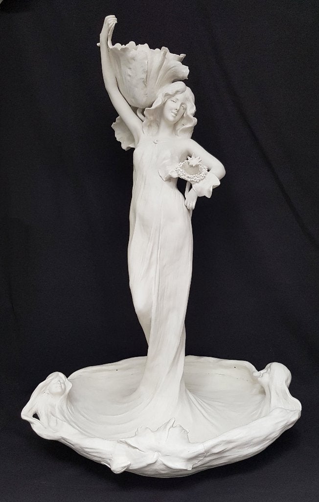 Art Nouveau Beeld in porselein - Amphora - Poppy-75cm hoog!, Ophalen of Verzenden