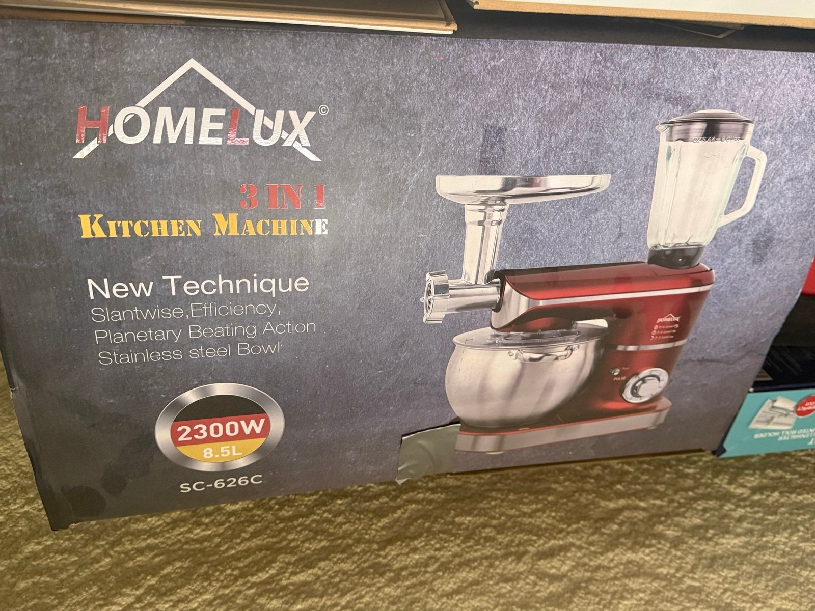 Homelux 3-in-1 Keukenmachine - 2300W, 8.5L RVS Kom, 4 liter of meer, Ophalen of Verzenden, Nieuw, 3 snelheden of meer