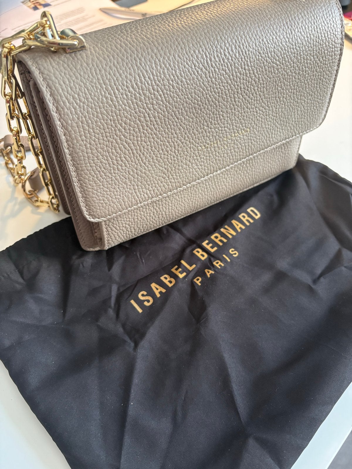 Isabel Bernard Femme Forte Valerie Taupe Leren Schoudertas, Sieraden, Tassen en Uiterlijk, Tassen | Damestassen, Ophalen of Verzenden
