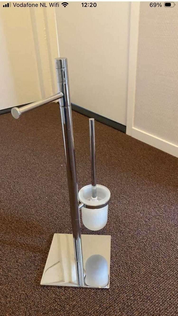 Staande WC rol en WC borstelhouder, Ophalen, Zo goed als nieuw, Zwart