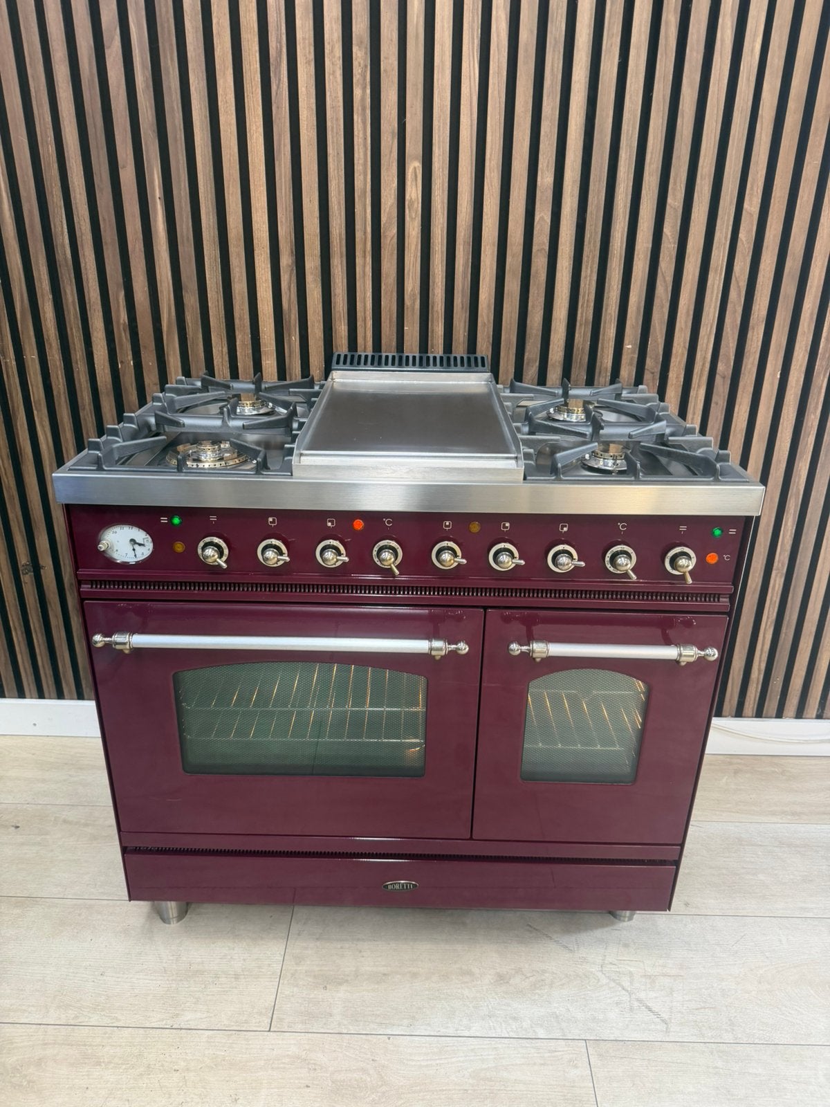 Prachtige Bordeaux rode Boretti Fornuis (Gratis bezorgen), 5258sh, 60 cm of meer, Ophalen of Verzenden, Zo goed als nieuw