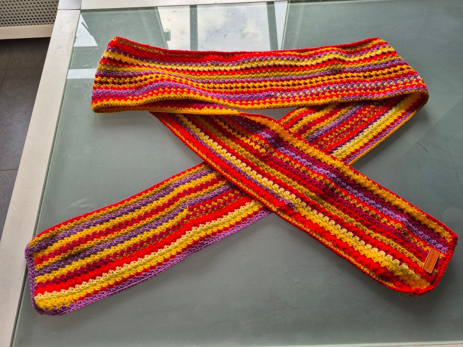 Handgehaakte Hippie Sjaal - Kleurrijk en Uniek, Maat 46/48 (XL) of groter, Nieuw, Ophalen of Verzenden, Sjaal