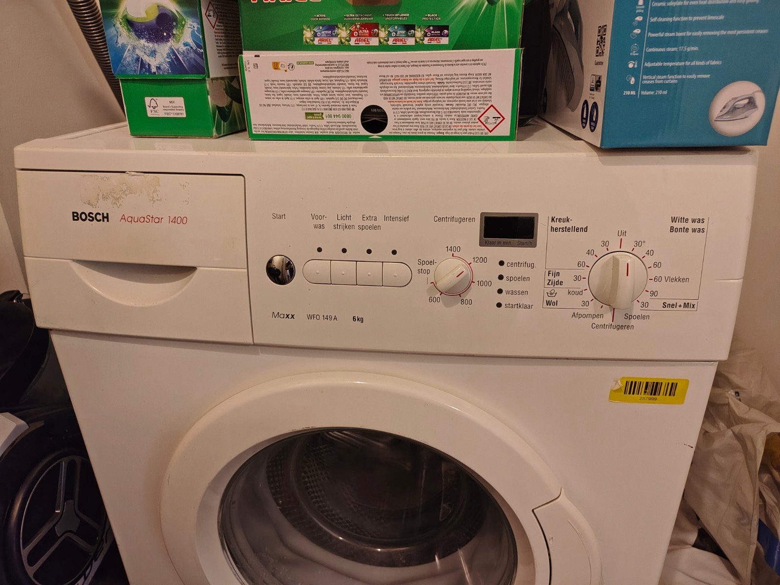 Bosch Aquastar 1400 Wasmachine - 6 kg, Witgoed en Apparatuur, Wasmachines, Ophalen, Gebruikt, 85 tot 90 cm, 1200 tot 1600 toeren