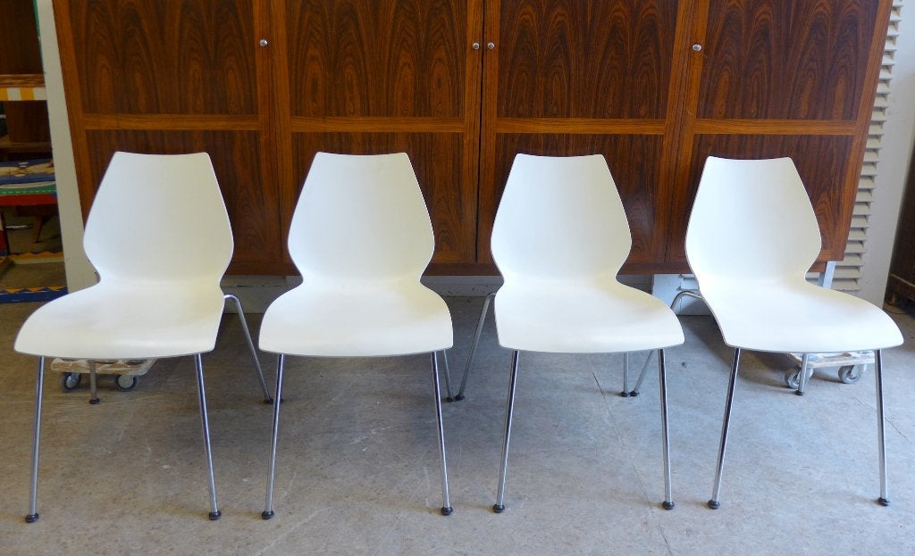 Mooi set van 4 witte Kartell Maui  stoelen, Huis en Inrichting, Stoelen, Gebruikt, Wit, Onbekend, Vier