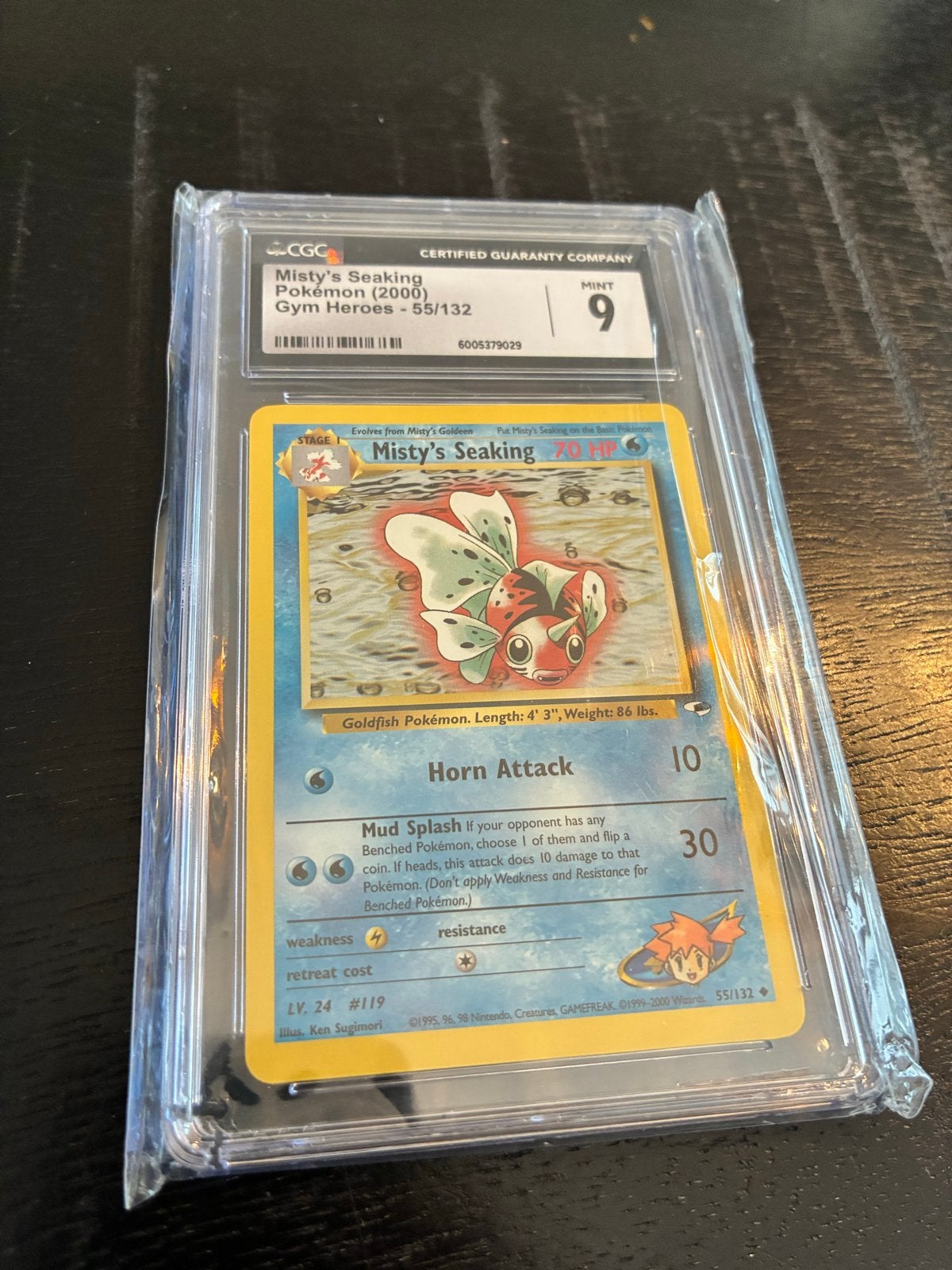 Misty's Seaking Pokémon Kaart (2000) CGC 9 Mint, Ophalen of Verzenden, Zo goed als nieuw, Losse kaart