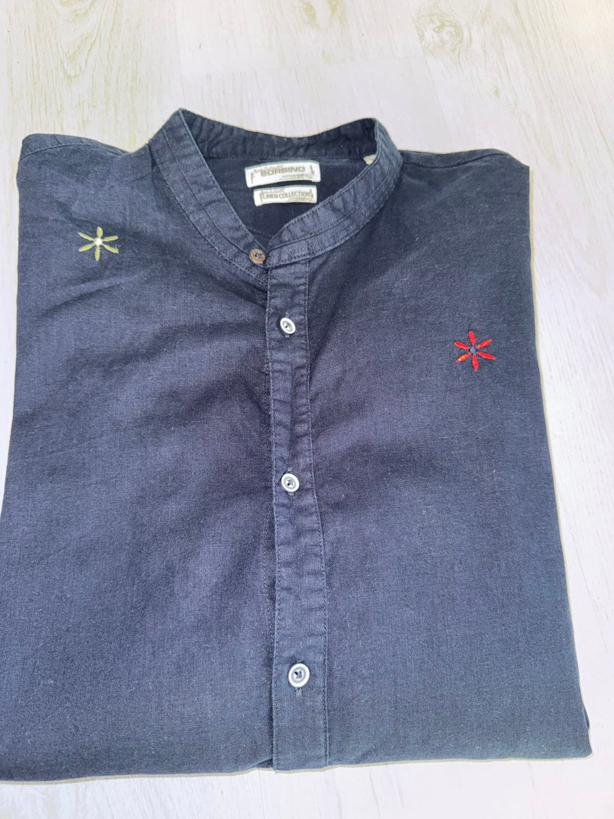 Linnen heren blouse, Kleding | Heren, Overhemden, Ophalen of Verzenden, Zo goed als nieuw, Blauw, Overige halswijdtes