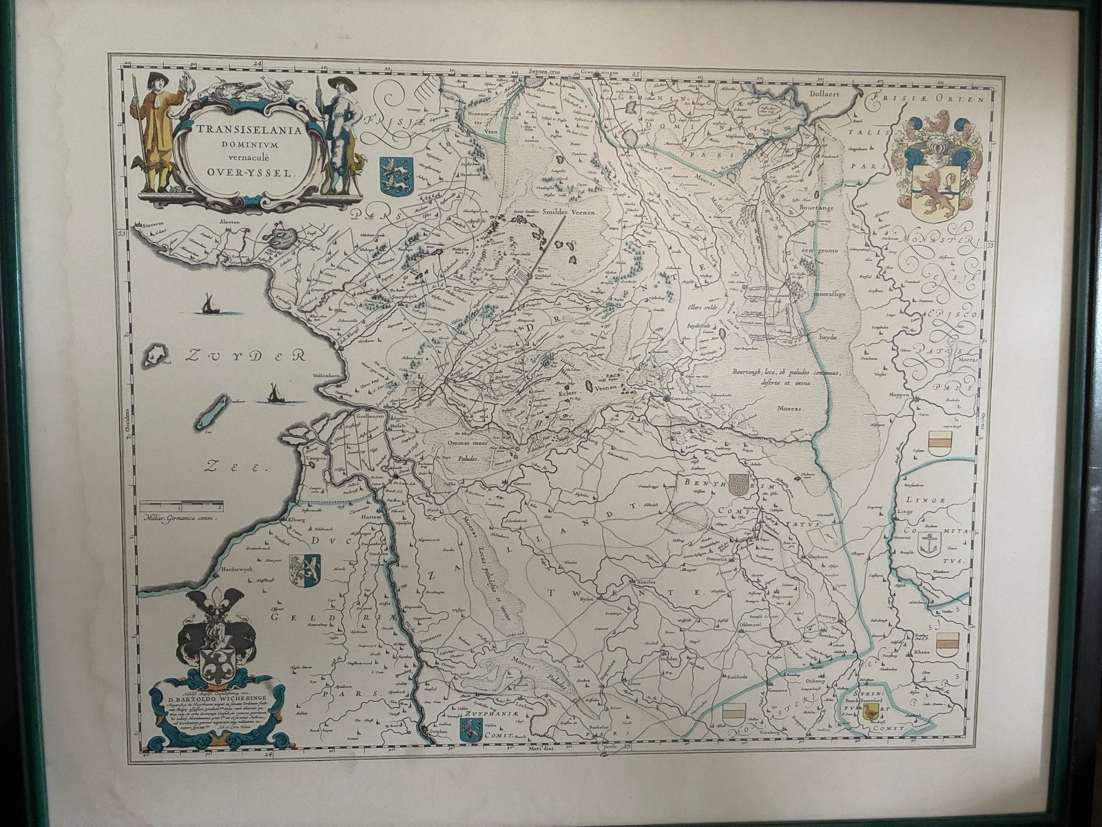 Professioneel ingelijste Landkaart Overijssel, Landkaart, 1800 tot 2000, Nederland, Ophalen
