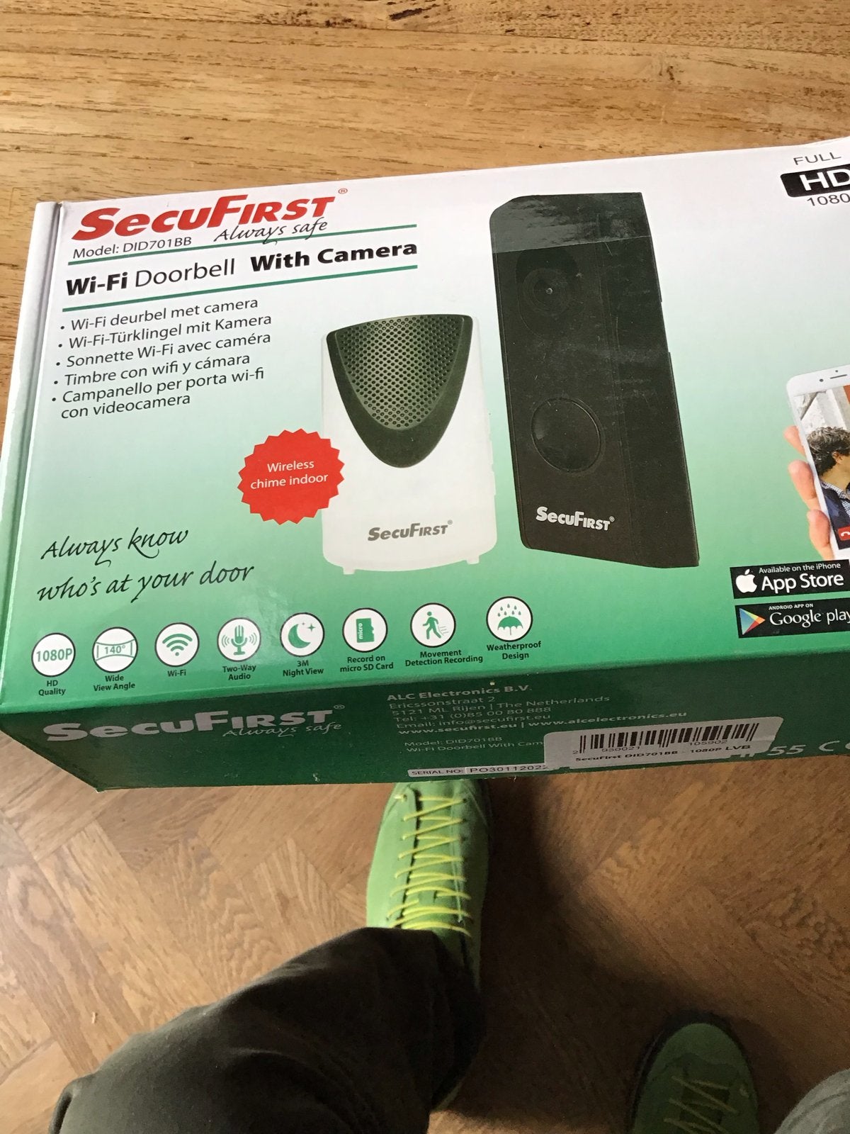 SecuFIRST Wi-Fi Deurbel met Camera en Draadloze Chime, Huis en Inrichting, Ophalen of Verzenden, Zo goed als nieuw
