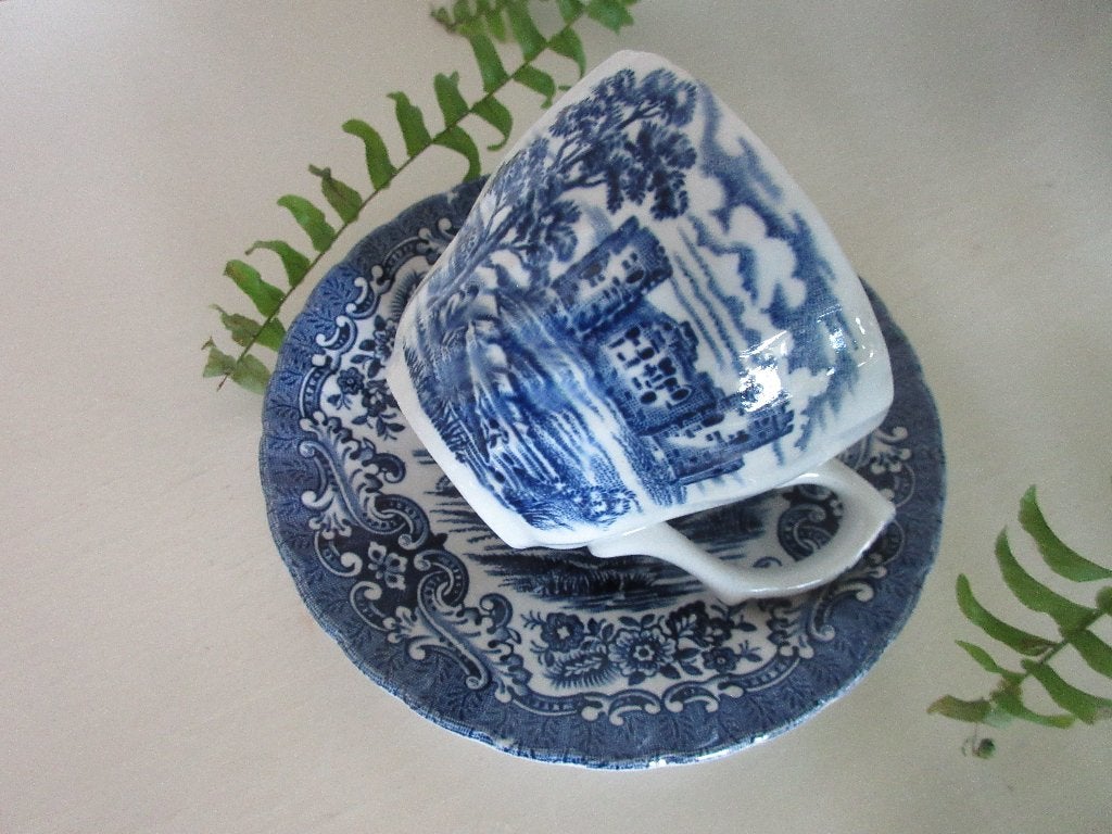 kop en schotel blauw British Anchor Ironstone England castl, Ophalen of Verzenden