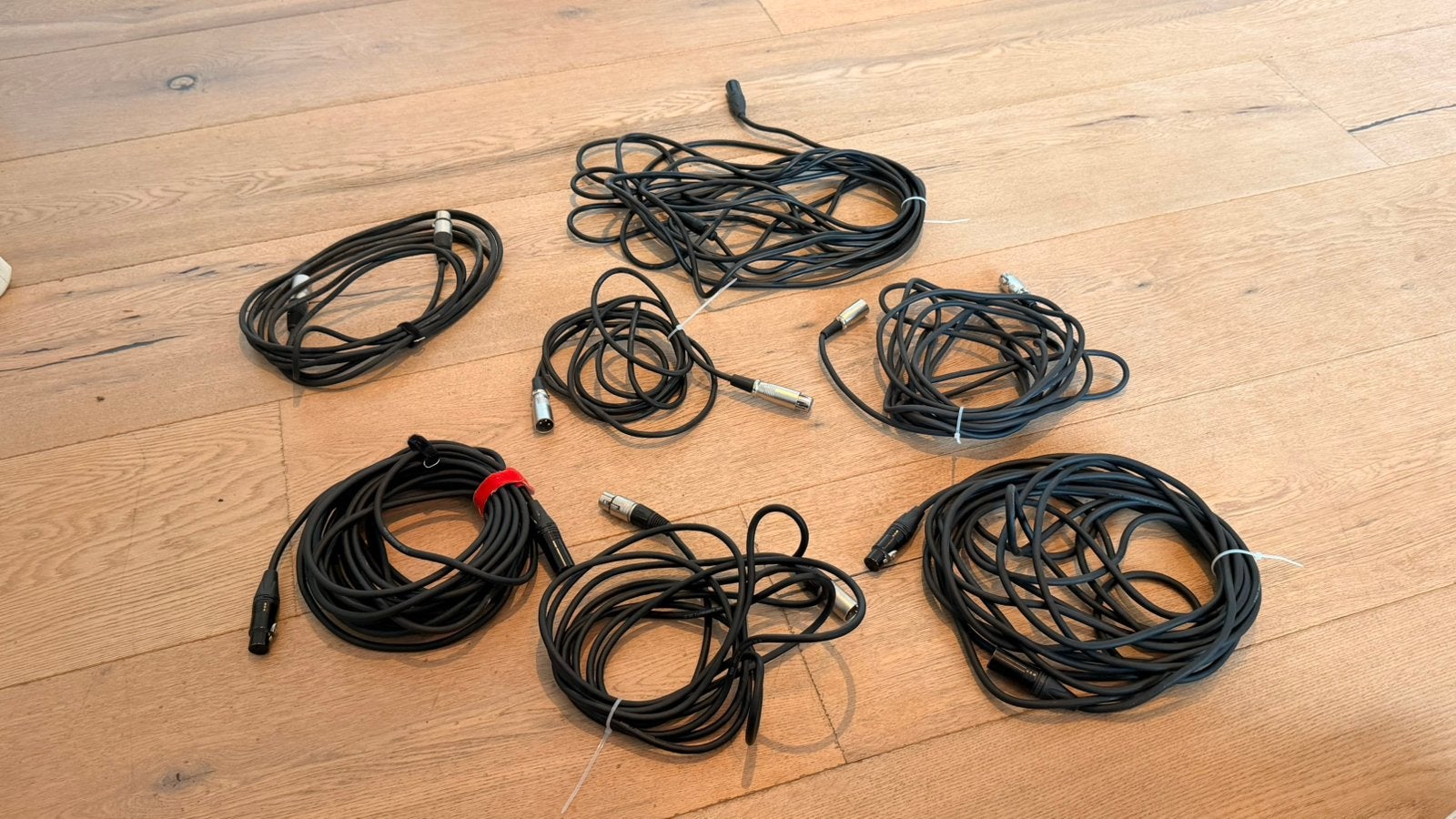 7 XLR microfoonkabels, ruim 40m, 2x 10m 3x 5m, alleen samen, Ophalen of Verzenden, Zo goed als nieuw