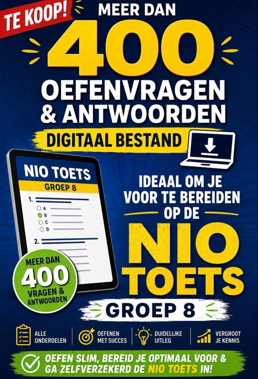 NIO Toets Groep 8: Meer dan 400 Oefenvragen & Antwoorden, Ophalen, Nieuw, Overige niveaus