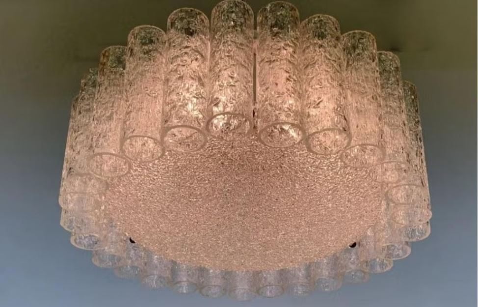 vintage designer hanglamp luster Doria oude stock !!, Ophalen, Zo goed als nieuw, Glas, Mid-century