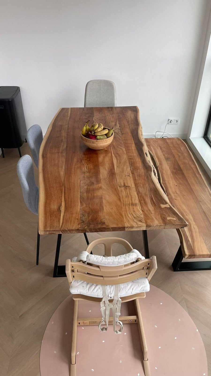 Kave Home Alaia solid wood dining table 200 cm + bench, Ophalen, Gebruikt, 200 cm of meer, 50 tot 100 cm