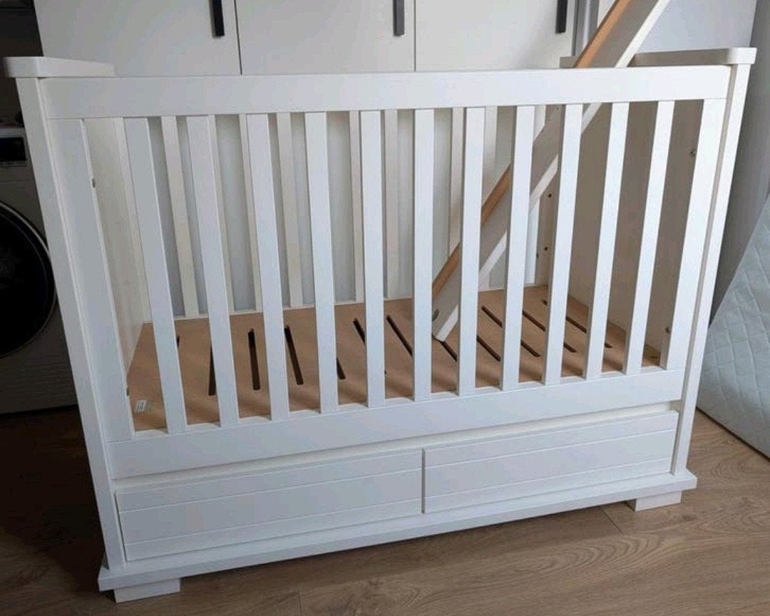 Wit ledikant 120x60 cm met lade - Malmö, Ophalen, Zo goed als nieuw, Ledikant