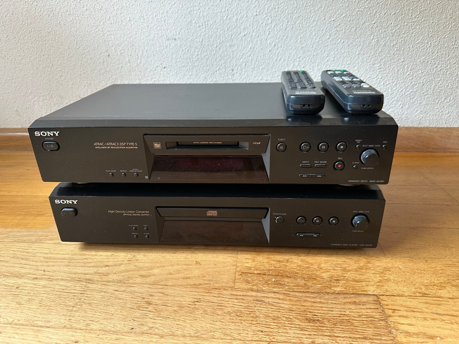 Sony HiFi set – MDS-JE480 MiniDisc + CDP-XE270 CD-speler, Audio, Tv en Foto, Ophalen, Gebruikt, Sony