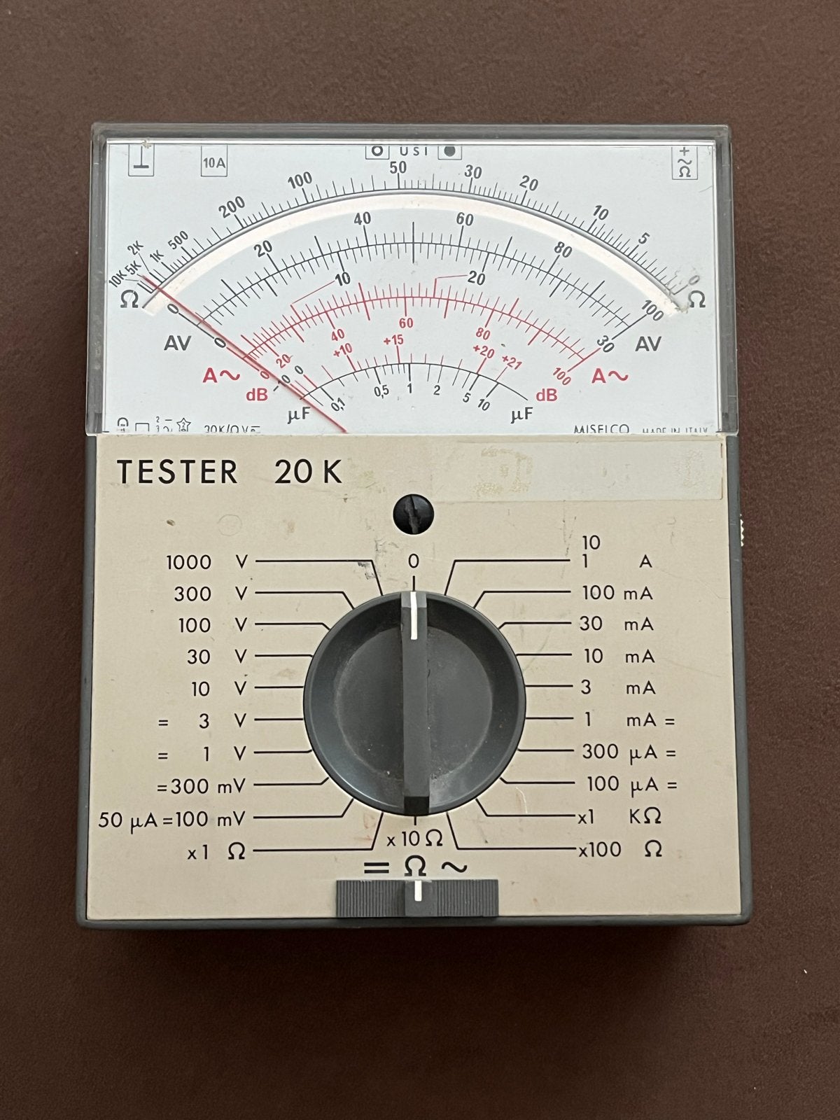Vintage MISFICO Tester 20K Multimeter - Made in Italy, Doe-het-zelf en Verbouw, Meetapparatuur, Ophalen, Gebruikt, Multimeter