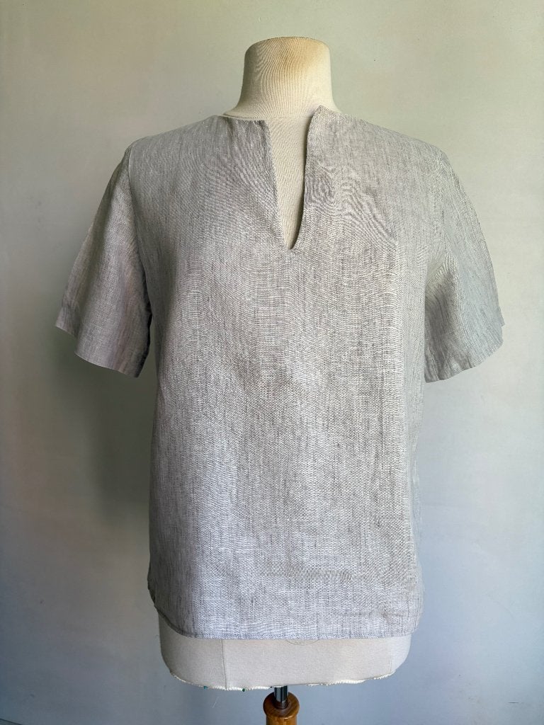 studio ruig top maat 38 linnen grijs, Kleding | Dames, Maat 38/40 (M), Verzenden, Zo goed als nieuw, Korte mouw