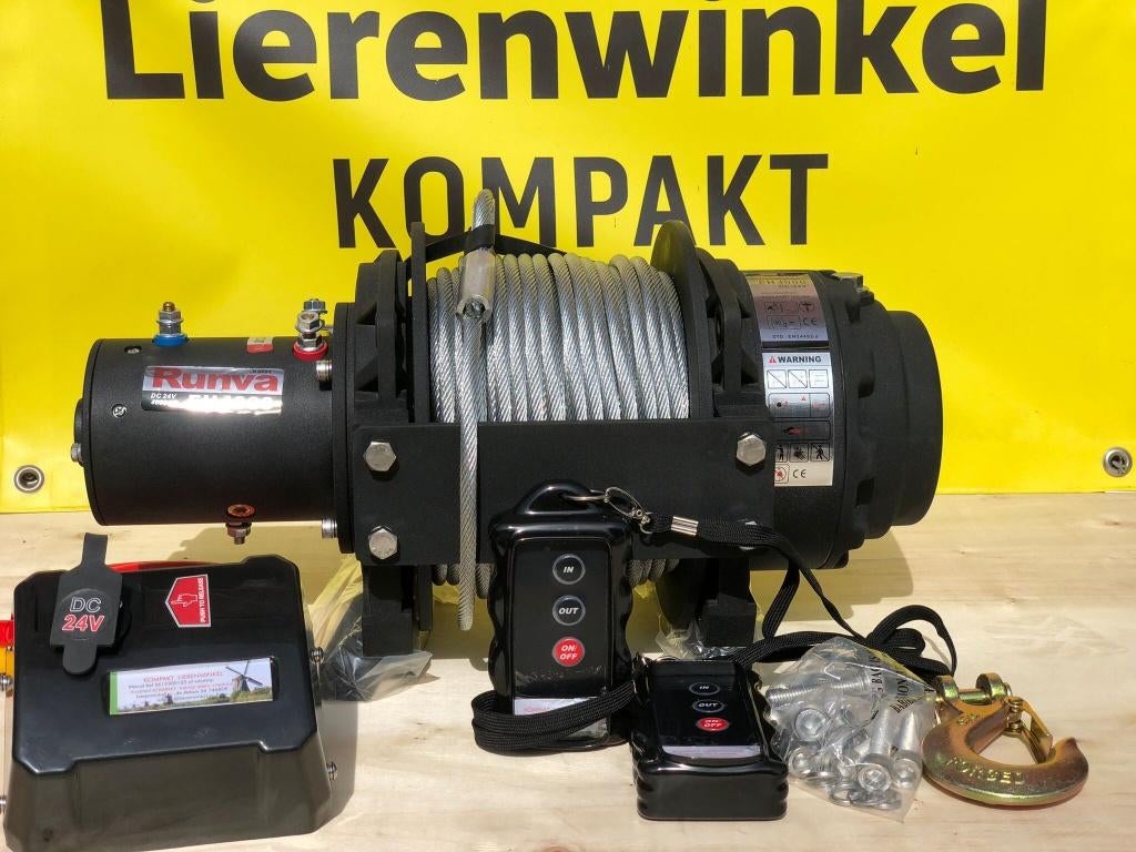 Hijslier 1200 kg 12V 18-25 mtr 8.1 mm kabel/touw draadloos, Ophalen of Verzenden, Nieuw