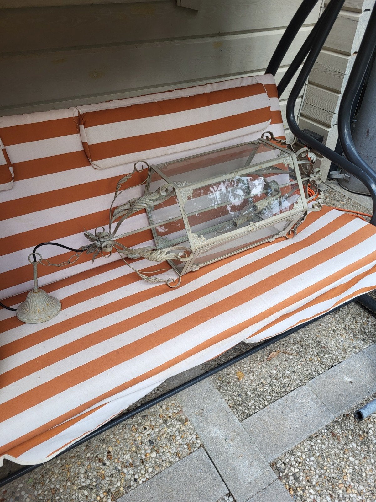Metalen lampionlamp., Huis en Inrichting, Ophalen, Zo goed als nieuw