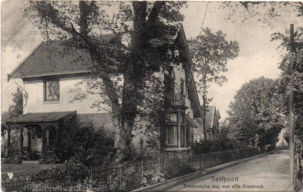 Santpoort, Brederosche weg met villa Shamrock. 6592, Ophalen of Verzenden, Voor 1920, Gelopen, Noord-Holland