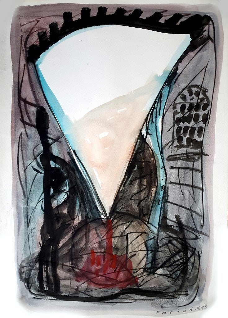 Atelieropruiming – kleurtekening zoekt een nieuw thuis, Aquarel, Stilleven, Papier/karton, Ophalen of Verzenden