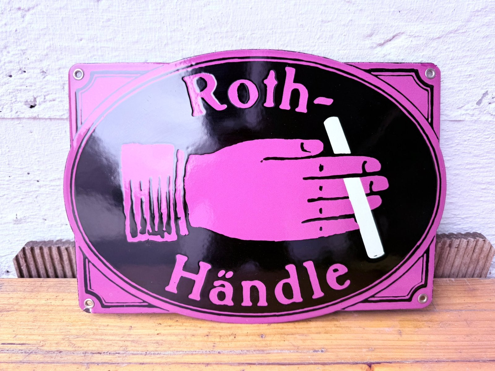 Roth Händle emaille reclame bord tabak Boos Hahn Duitsland, Ophalen of Verzenden, Zo goed als nieuw, Reclamebord