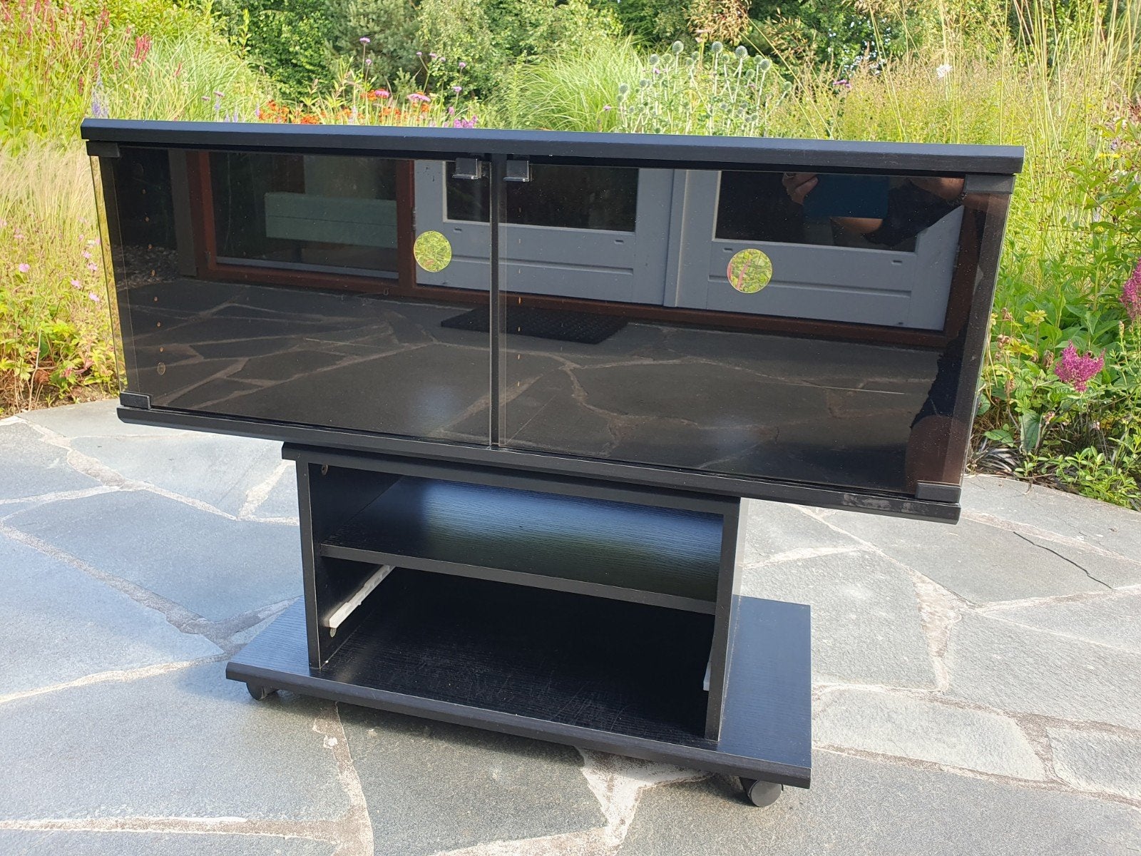 Zwart TV-meubel draaibaar en verrijdbaar, Ophalen, Gebruikt, 50 tot 100 cm, Minder dan 100 cm